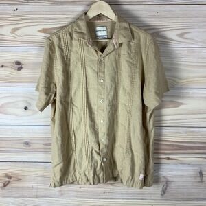 Scotch &‎ Soda Shirt Mens Large Tan Linen Cotton Blend Casual Resort